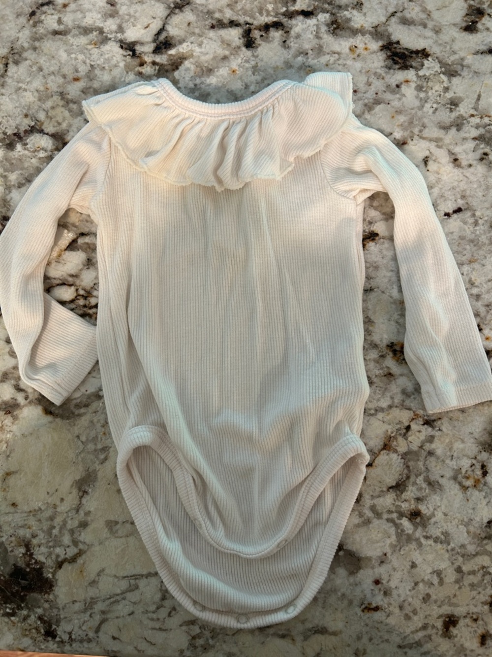 Angel Dear Long-Sleeve Cream Ruffle Collar Baby One-Piece